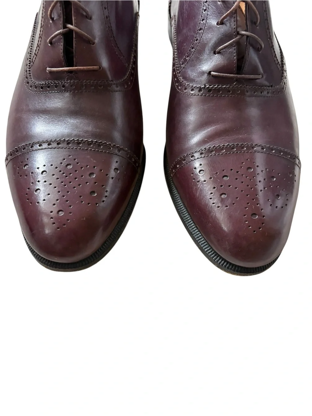 Salvatore Ferragamo Lavorazione Artigiana Burgundy Leather Cap Toe Oxfords